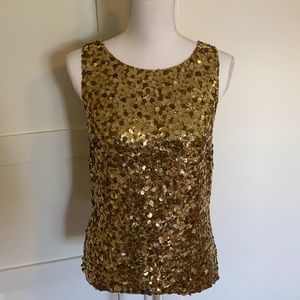Ralph Lauren sequined gold sleeveless top